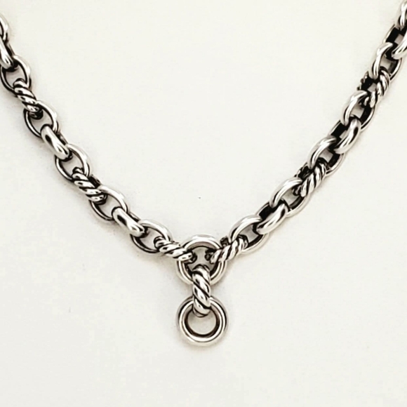 David Yurman Mini Oval Cable Link Necklace w/Prasiolite & Diamond Albion Pendant - Picture 6 of 8